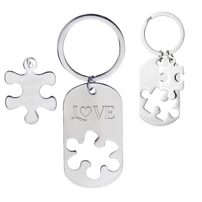 Stainless Steel Puzzle Piece Keychain