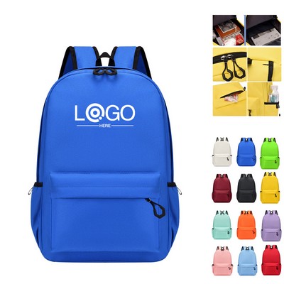 Oxford Cloth Backpack With Water Bottle Pocket