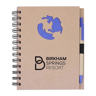 Globe Die Cut Spiral Notebook & Pen 5.875" x 7"