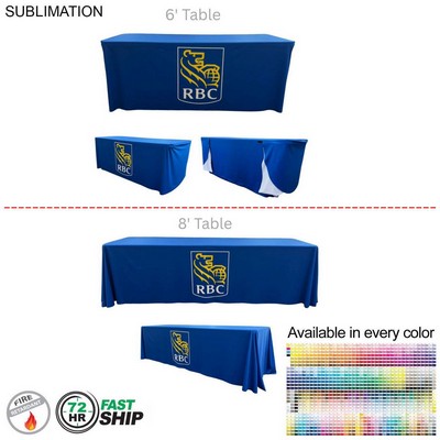 72Hr Fast Ship - Sublimated PREMIUM Convertible Table Cloth, Converts from 8' to 6', Drape style