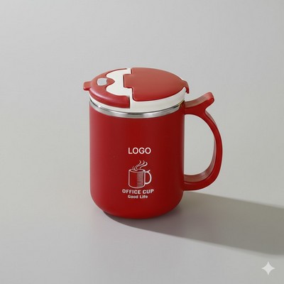 304 Stainless Steel Breakfast Mug Insulated Large Capacity Coffee Cup with Lid Double-Wall