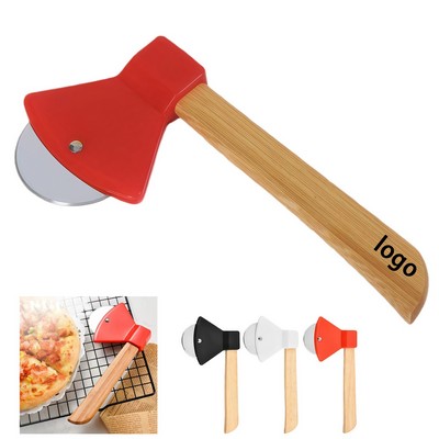 Axe-Shaped Pizza Cutter with Wooden Handle (Stainless Steel Blade, Comfortable Grip)