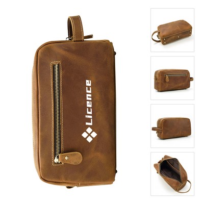 Toilet Genuine Leather Large Capacity Storage Bag