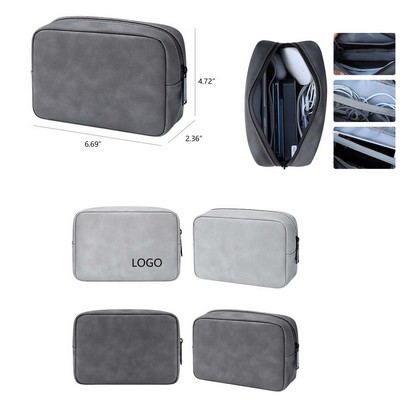 PU Leather Tech Accessories Pouch Carry Organizer