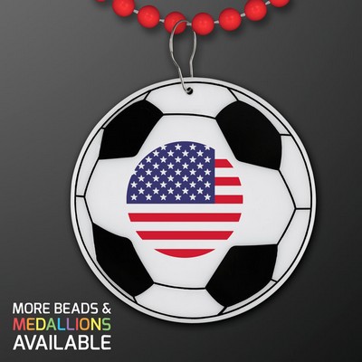 USA Soccer Medallion on Red Value Beads (NON-Light Up) - PRINTED