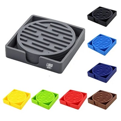 Silicone Coasters With Holder Set Of 6