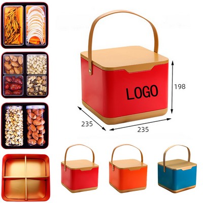 Handheld Tin Gift Box With Handle For Tea