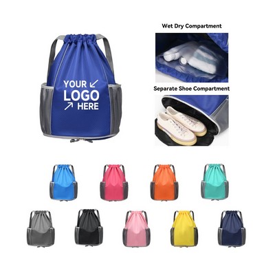 Drawstring Backpack With Mesh Pocket