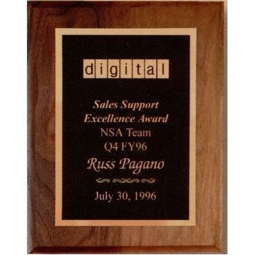 Standard Simulated Walnut Plaque w/ Full Size Alloetch Plate (8"x10")