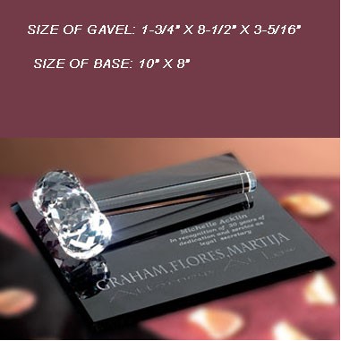 Crystal Gavel with Smoke Glass Base.