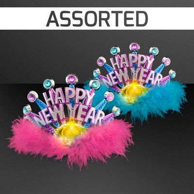 Flashing New Years Party Tiara, Assorted Pink/Blue - BLANK
