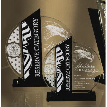 8" Pointed Circle Clear Crystal w/Black Accents