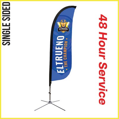 9' Feather Flag - Single Sided w/Chrome X Base - Made in the USA