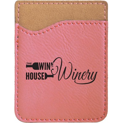 Leatherette Phone Wallet - Pink/Engraves Black