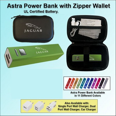 Astra Power Bank Gift Set in Zipper Wallet 2000 mAh - Green No Extra Tariff