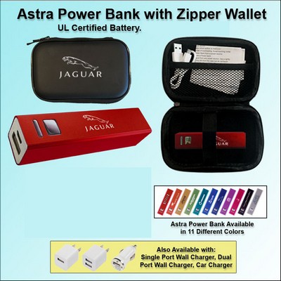 Astra Power Bank Gift Set in Zipper Wallet 2000 mAh - Red No Extra Tariff