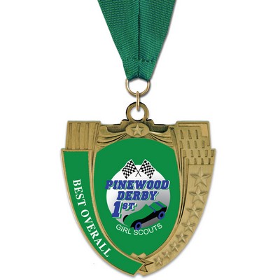 2¾" MS Full Color Medal w/Grosgrain Neck Ribbon
