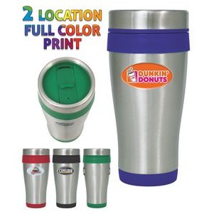 Union Printed - 16 Oz. Stainless Steel Insulated Travel Mug - Full Color Dome