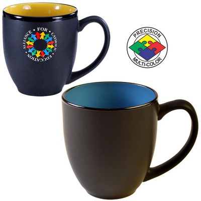 14.5 Oz. Black & Sky Blue HiLo Bistro Mug - Dishwasher Safe - Precision Spot Color