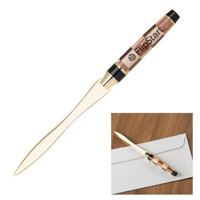 Checker Pattern Solid Wood Handle Letter Opener