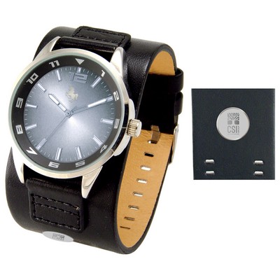 Unisex Black Wristwatch W/ Silver Medallion