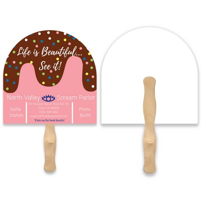 Lightweight Full Color Single Sided Arch Shape Paper Hand Fan