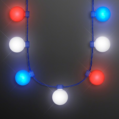 Red White & Blue Light Globes Necklace - BLANK