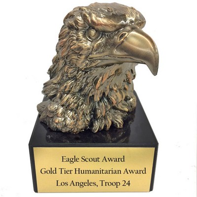 6" Antique Gold Eagle Head Trophy