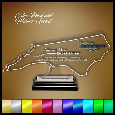8" North Carolina Clear Acrylic Award with Color Print and Mirror Accent