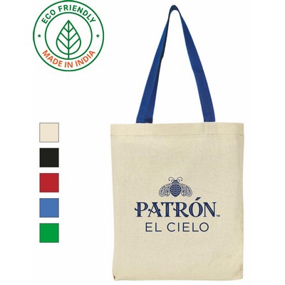 Trade Show Eco Friendly Canvas Tote Bag w/Royal Blue Handle