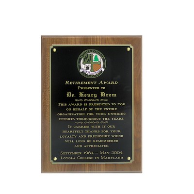 10" x 13" Solid Walnut with full sized engraving plate