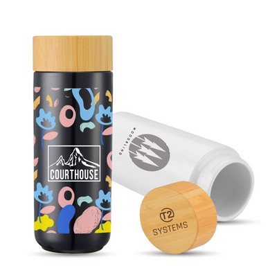 10 Oz. Double Wall Ceramic Bottle W/Bamboo Lid