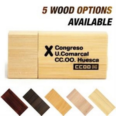 Rectangular Wooden USB Flash Drives with Magnetic Closure - 16GB