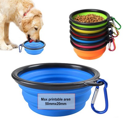 1000ml Portable Silicone Pet Bowl Rubber Collapsible sublimation Color Folding Dog Bowl