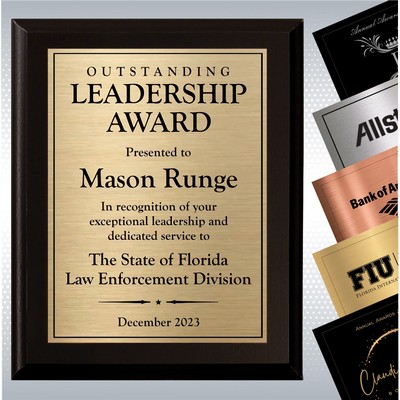 Black Matte Plaque w/ Choice of Single Engraved Plate (12" x 15")