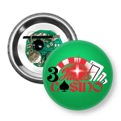 1.75"Round Celluloid Button with a Red Flashing LED Light