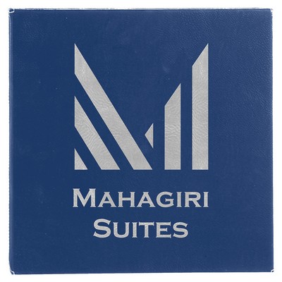 14" x 14" Blue/Silver Leatherette Wall Decor with Sawtooth Hanger