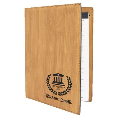 7" x 9" Bamboo Leatherette Small Portfolio with Notepad