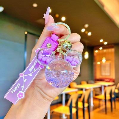 Purple Mickey Head keychain with colored piece beads