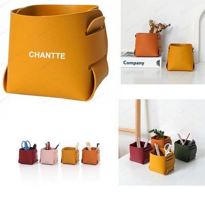 PU Leather Pen Makeup Tray Storage Box