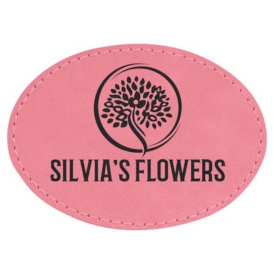 3-1/2"x2-1/2" Oval Patches, Pink Laserable Leatherette