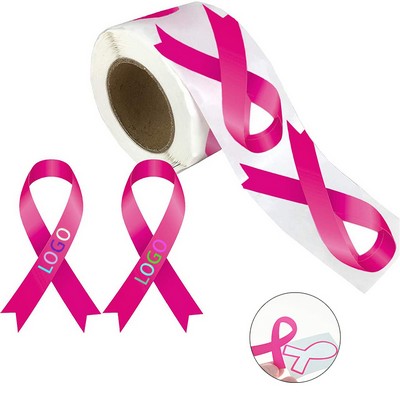 Small Breast Cancer Awareness Pink Ribbon Stickers Roll