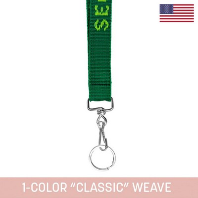 3/4" Woven Lanyard w/ Swivel Snap & Split Ring - "Classic" Weave