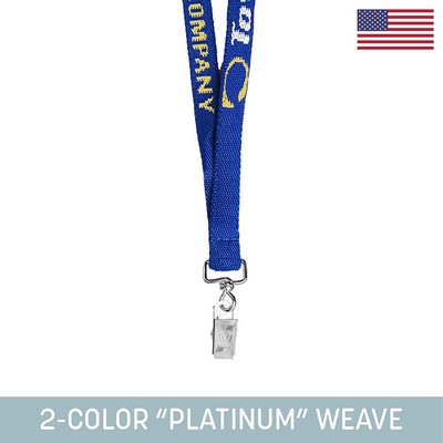 1/2" Woven Lanyard w/ Swivel Bulldog Clip - "Platinum" Weave