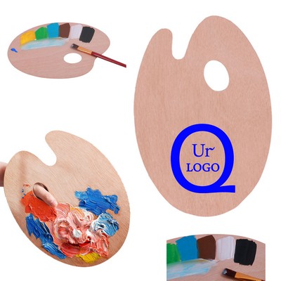 Wooden Oval-Shaped Artist Painting Palette