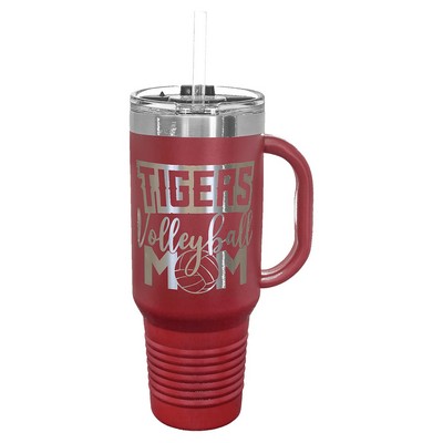 Polar Camel 40 oz. Maroon Travel Mug with Handle, Straw Included