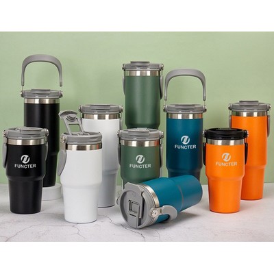 20 Oz /600ml Insulated Water Bottle Tumbler Cup W/Flip Straw and Handle Loop