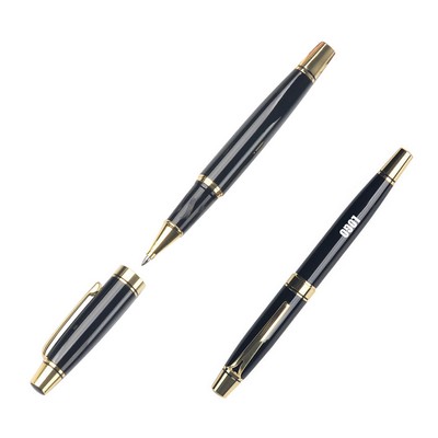 Black Metallic Retractable Cap Ballpoint Pens