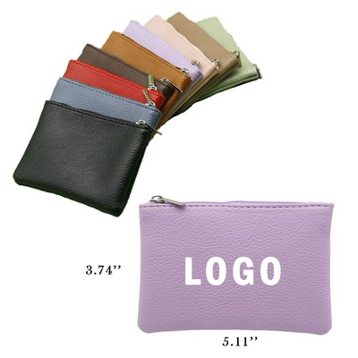 Portable PU Leather Coin Purse with Zipper