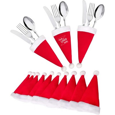 Christmas Hat Cutlery Set for Holiday Dinner.